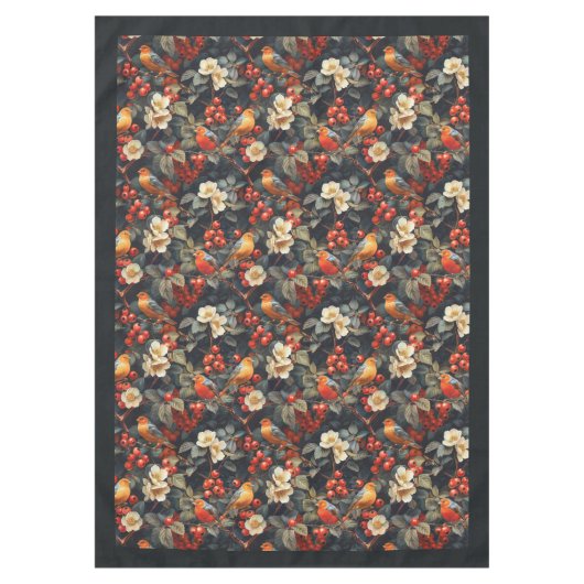 コージーテーブルクロスと秋バード&ウッドランドフローラ テーブルクロス (正面)