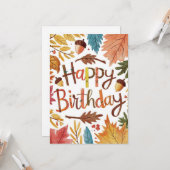 コージードリーミーパンプキンオータム秋ハッピーバースデー カード (正面/裏面インサイチュ)