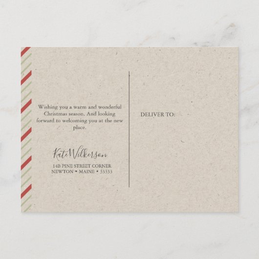 コージーニューアドレスウィズ暖炉ホリデー ポストカード (裏面)