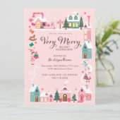 コージーノースポールピンク小妖精や小人ワークショップクリスマスパーティー 招待状 (スタンド正面)