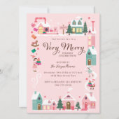 コージーノースポールピンク小妖精や小人ワークショップクリスマスパーティー 招待状 (正面)