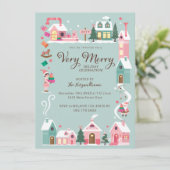 コージーノースポールピンク小妖精や小人ワークショップクリスマスパーティー 招待状 (スタンド正面)