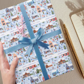 コージーハイゲクリスマスウィンタービレッジファミリー名 ラッピングペーパー