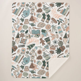 コージーハイゲシームレスパターンシャーパブランケット シェルパブランケット