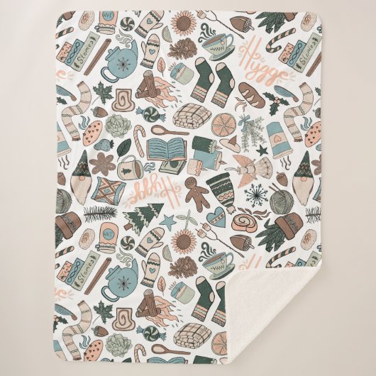 コージーハイゲシームレスパターンシャーパブランケット シェルパブランケット (正面)