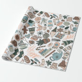 コージーハイゲラッピング紙 – クリスマスギフトラップ ラッピングペーパー (アンロールド)