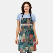 コージーハイゲヴィレッジノルディックフォークアートカスタム エプロン (着用した状態)
