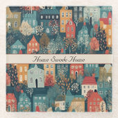 コージーハイゲヴィレッジノルディックフォークアートカスタム ガラスコースター (正面)