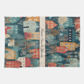 コージーハイゲヴィレッジノルディックフォークアートカスタム キッチンタオル (横)