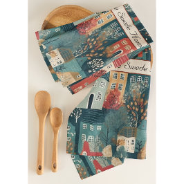 コージーハイゲヴィレッジノルディックフォークアートカスタム キッチンタオル