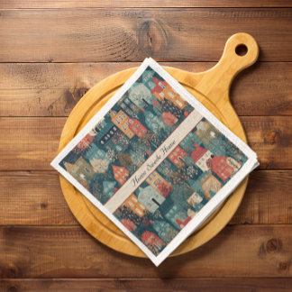 コージーハイゲヴィレッジノルディックフォークアートカスタム スタンダードカクテルナプキン