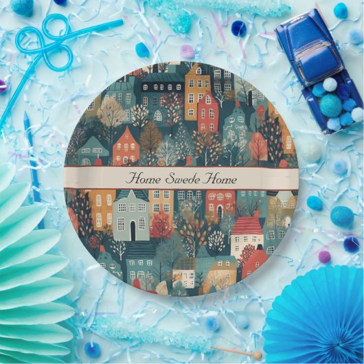 コージーハイゲヴィレッジノルディックフォークアートカスタム ペーパープレート (パーティー)