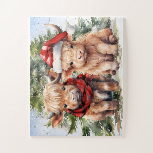 コージーハイランドコウフェスティバルホリデークリスマス ジグソーパズル (縦)