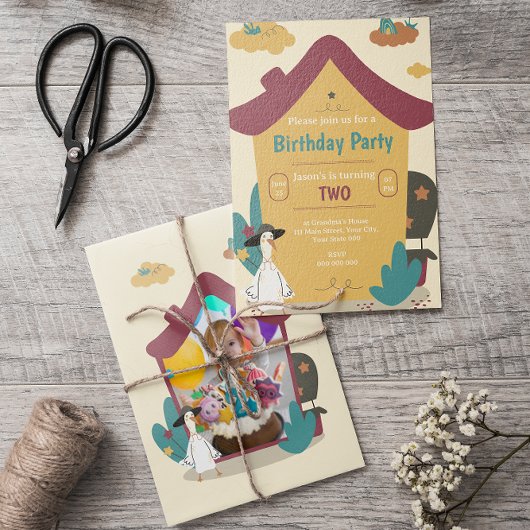 コージーハウス子供の誕生日パーティー写真 招待状