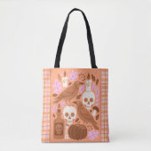 コージーハロウィンモダンフォークアートパステルプライド トートバッグ (正面)