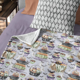 コージーハロウィーンウォーターカラーイラストレーション フリースブランケット