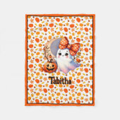 コージーハロウィーンベビーブランケット追加ネームキュート幽霊B フリースブランケット (正面)