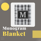 コージーバッファロープレイドファミリーイニシャル装飾用クッション フリースブランケット