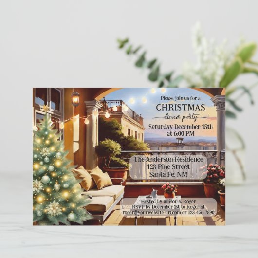 コージーバルコニーイタリアンクリスマスディナーパーティー 招待状 (スタンド正面)