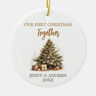 コージーパステルカラーズ私たちの初めてのクリスマス セラミックオーナメント