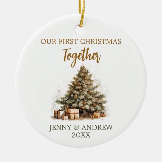 コージーパステルカラーズ私たちの初めてのクリスマス セラミックオーナメント (正面)