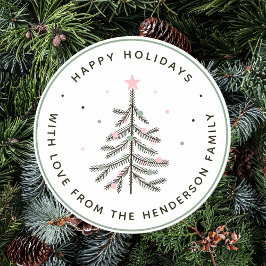 コージーパステルクリスマスツリーホリデイ ラウンドシール