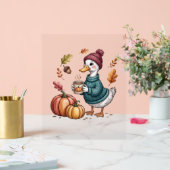 コージーパンプキンコーヒーガチョウ秋アート アクリルサイン (ウェディング)