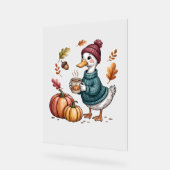 コージーパンプキンコーヒーガチョウ秋アート アクリルサイン (傾斜)