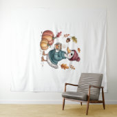 コージーパンプキンコーヒーガチョウ秋アート タペストリー (インサイチュ(横))