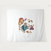 コージーパンプキンコーヒーガチョウ秋アート タペストリー (正面(横))