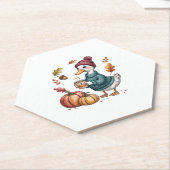 コージーパンプキンコーヒーガチョウ秋アート ペーパーコースター (アングル)