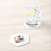 コージーパンプキンコーヒーガチョウ秋アート ペーパーコースター (インサイチュ)