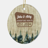 コージーパーソナライズされたパインツリーアウトドアナショナルパーク セラミックオーナメント (左)