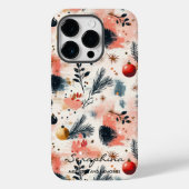 コージーパーソナライズされたホリデーパインとオーナメント Case-Mate iPhoneケース (裏面)