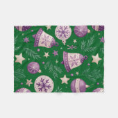 コージーパープルクリスマスベルフリースブランケット フリースブランケット (正面(横))