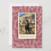 コージーピンクヴィンテージフローラルパターンホリデー シーズンカード (正面)