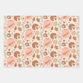 コージーピンク&ブラウンピネコーンプレイドホリデーセーター ラッピングペーパーシート (正面)