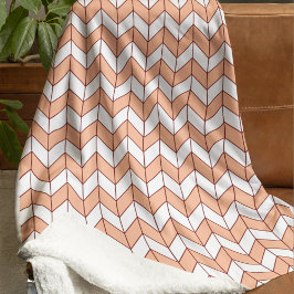 コージーピーチブルガンディヘリンボーン シェルパブランケット