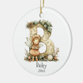 コージーフェアリークリスマスイニシャルパーソナライズされたホリデイ セラミックオーナメント (左)