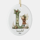 コージーフェアリークリスマスイニシャルパーソナライズされたホリデイ セラミックオーナメント (右)