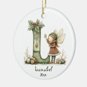 コージーフェアリークリスマスイニシャルパーソナライズされたホリデイ セラミックオーナメント (左)