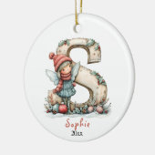 コージーフェアリークリスマスイニシャルパーソナライズされたホリデイ セラミックオーナメント (左)