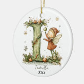 コージーフェアリークリスマスイニシャルパーソナライズされたホリデイ セラミックオーナメント (左)