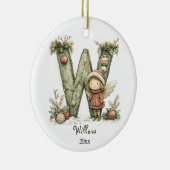 コージーフェアリークリスマスイニシャルパーソナライズされたホリデイ セラミックオーナメント (右)