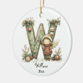 コージーフェアリークリスマスイニシャルパーソナライズされたホリデイ セラミックオーナメント (左)