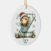 コージーフェアリークリスマスイニシャルパーソナライズされたホリデイ セラミックオーナメント (右)