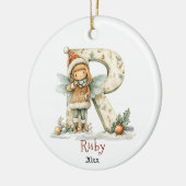 コージーフェアリークリスマスイニシャルパーソナライズされたホリデイ セラミックオーナメント (左)
