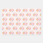 コージーブライトピンク雪だるまクリスマス ラッピングペーパーシート (正面3)