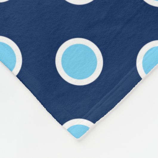 コージーブライトブルー水玉模様オンネイビーフリースブランケット フリースブランケット (角)