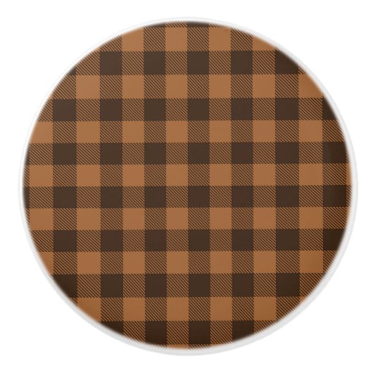 コージーブラウンプレードバッファロープリントパターン セラミックノブ (正面)